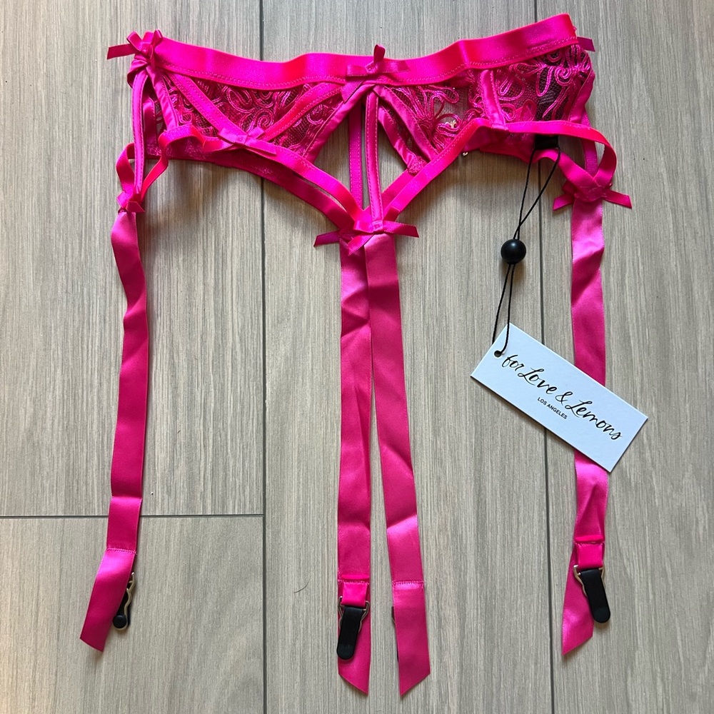 For Love And Lemons Hot Pink Lace Garter Belt Size XXS